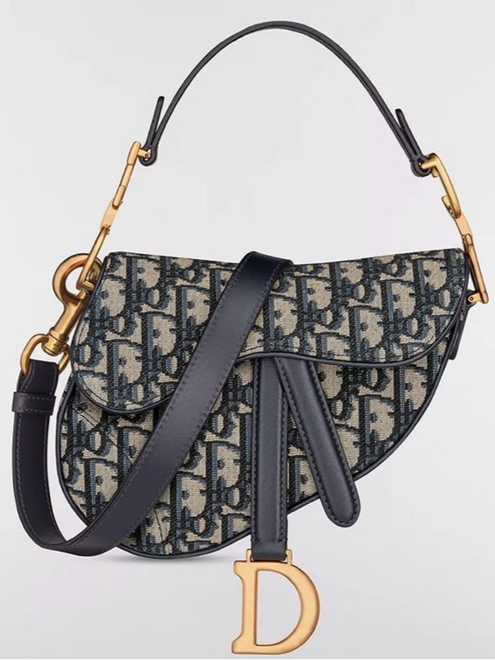 Dior Mini Saddle Bag with Strap
Blue Dior Oblique Jacquard